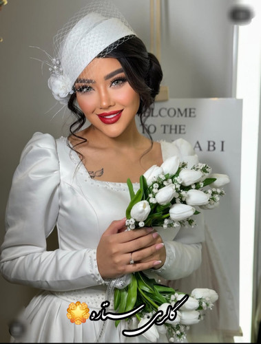 کلاه مجلسی عروس برژه وارداتی مدل النا دیزاین فاخر گل پیونی برجسته