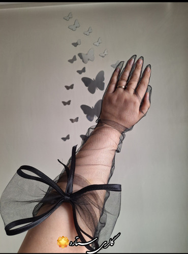 دستکش توری بلند مدل پاپیون توری