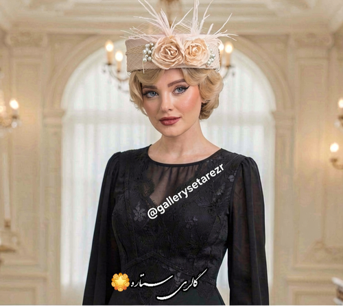 کلاه پیلباکس مدل تخت برند گالری ستاره با دیزاین گل